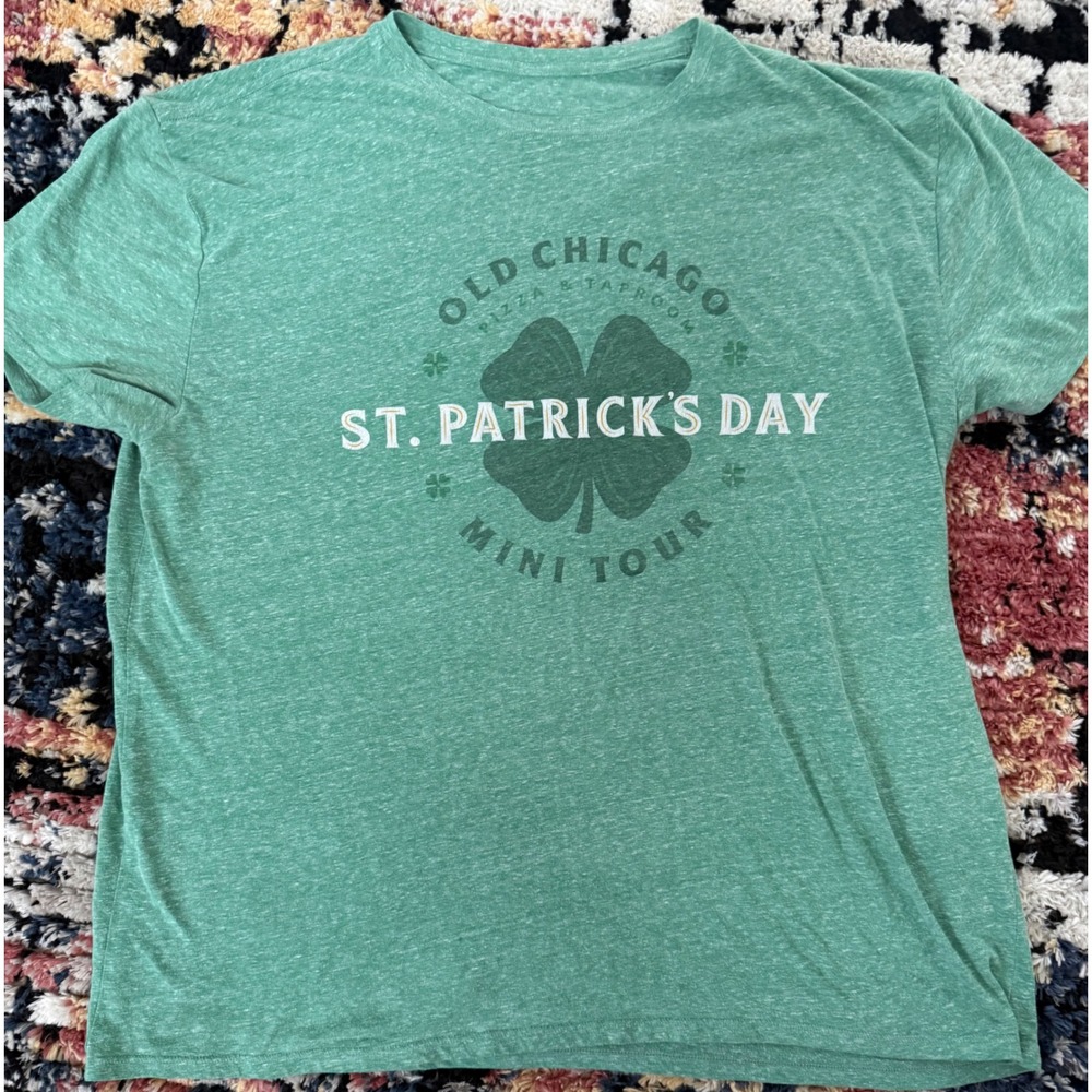 Old Chicago St Patricks Day Mini Tour T-Shirt Mens XXL Green Clover Graphic Tee